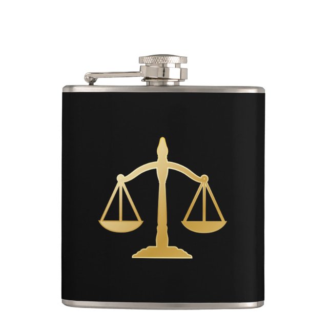  Golden Scales of Justice Law Theme Design Flask (Front)
