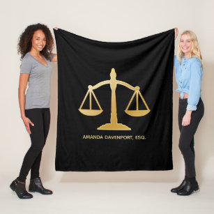 Golden Scales of Justice Law Theme Design Fleece Blanket