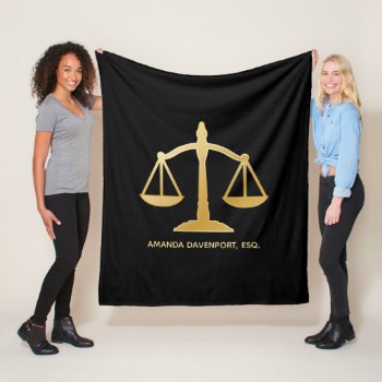 Golden Scales Of Justice Law Theme Design Fleece Blanket by Mirribug at Zazzle