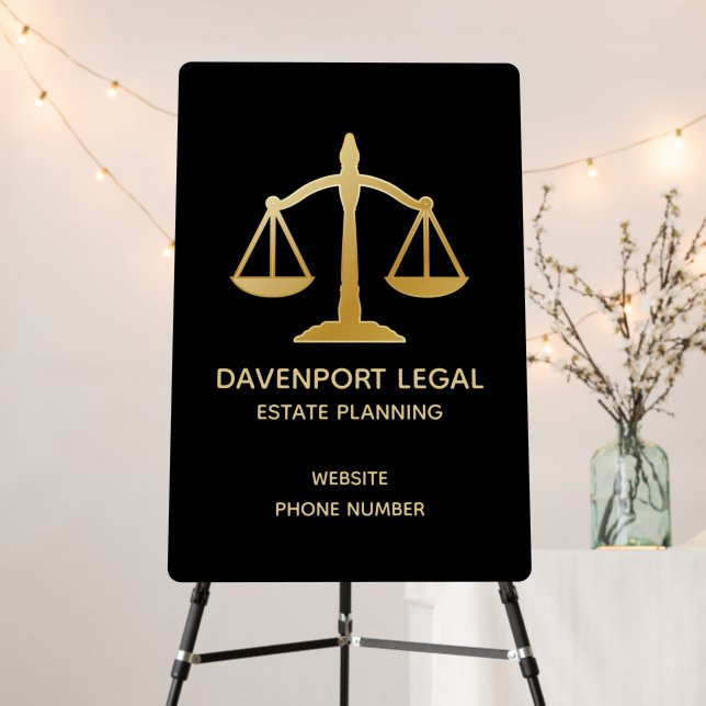 Golden Scales of Justice Law Theme Design Foam Board (In Situ (Stand))