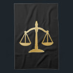 Golden Scales of Justice Law Theme Design Kitchen Towel<br><div class="desc">A kitchen towel with an image of golden scales on a black background. Simple and elegant.</div>
