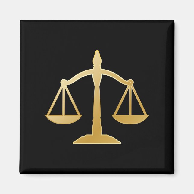 Golden Scales of Justice Law Theme Design Magnet (Front)