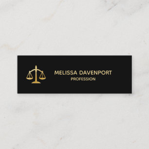 Golden Scales of Justice Law Theme Design Mini Business Card