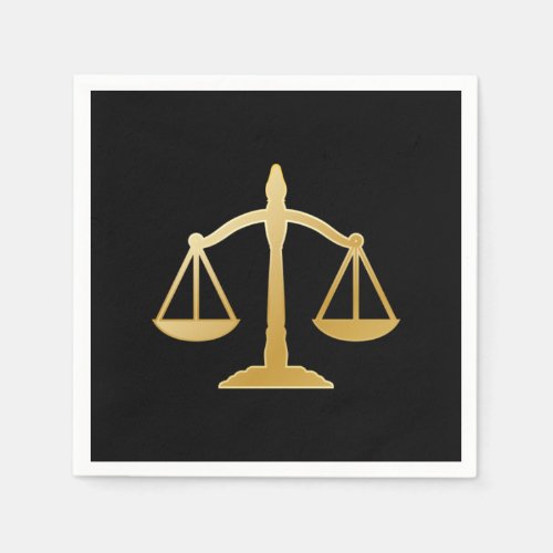 Golden Scales of Justice Law Theme Design Napkins
