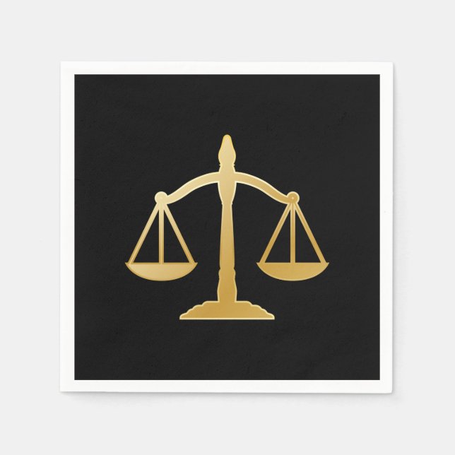Golden Scales of Justice Law Theme Design Napkins (Front)