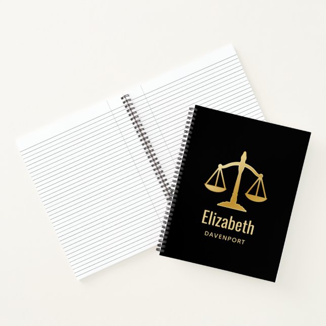 Golden Scales of Justice Law Theme Design Notebook (Inside)