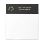 Golden Scales Of Justice Law Theme Design Notepad at Zazzle