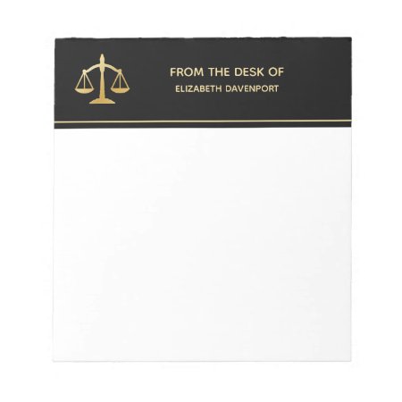 Golden Scales Of Justice Law Theme Design Notepad
