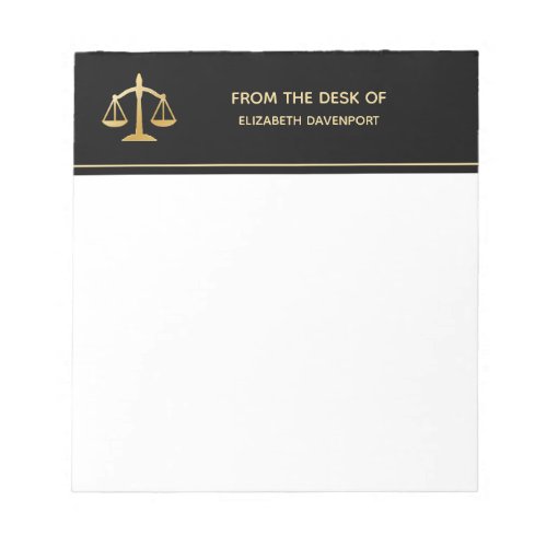 Golden Scales of Justice Law Theme Design Notepad