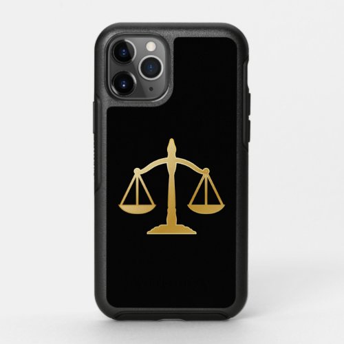 Golden Scales of Justice Law Theme Design OtterBox Symmetry iPhone 11 Pro Case