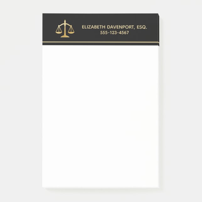 Golden Scales of Justice Law Theme Design Post-it  Post-it Notes (Front)
