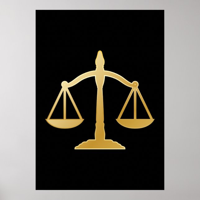 Golden Scales of Justice Law Theme Design Poster (Front)