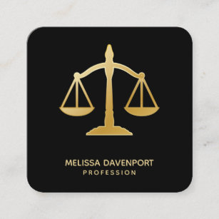 Golden Scales of Justice Law Theme Design Square Business Card