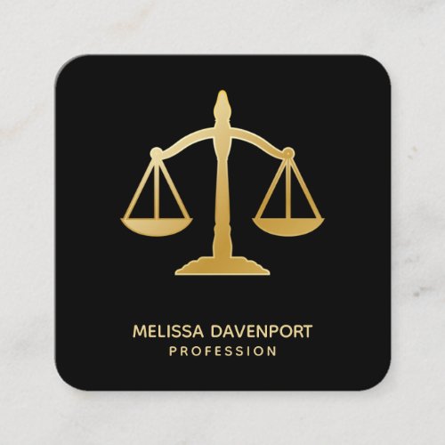 Golden Scales of Justice Law Theme Design Square Business Card