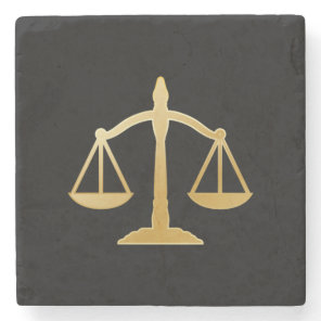 Golden Scales of Justice Law Theme Design Stone Coaster