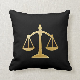 Golden Scales of Justice Law Theme Design Throw Pillow