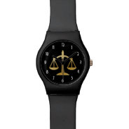 Golden Scales Of Justice Law Theme Design Watch at Zazzle