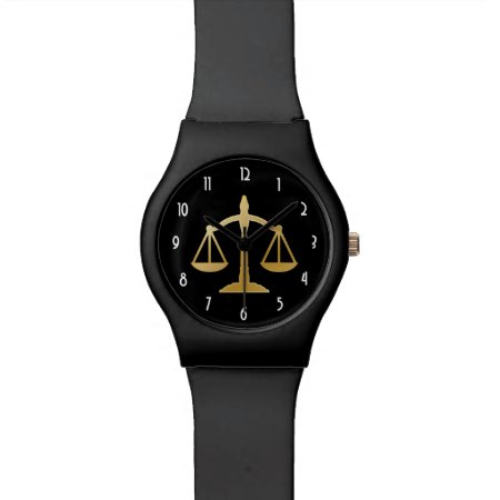 Golden Scales Of Justice Law Theme Design Watch