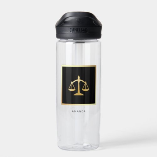 Golden Scales of Justice Law Theme Design Water Bottle