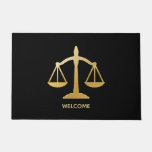 Golden Scales Of Justice Law Theme Design Welcome Doormat at Zazzle