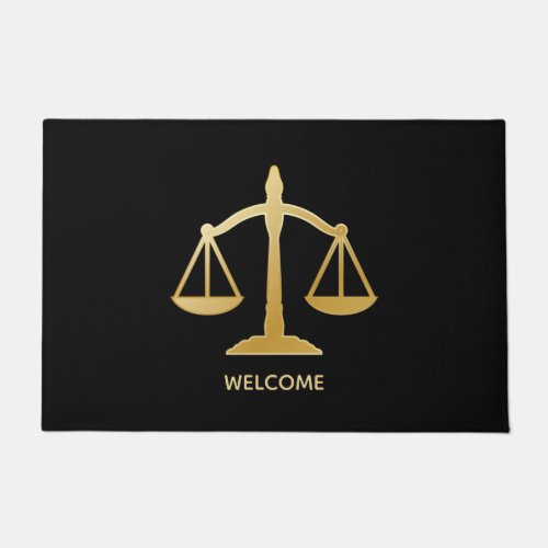 Golden Scales of Justice Law Theme Design Welcome Doormat