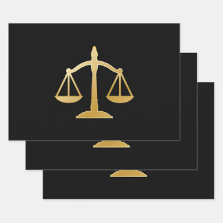 Golden Scales of Justice Law Theme Design Wrapping Paper Sheets