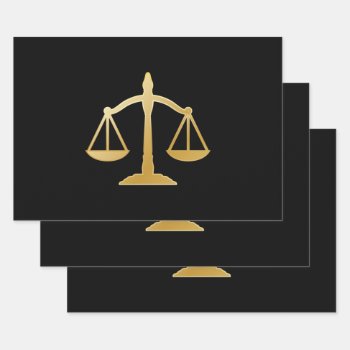 Golden Scales Of Justice Law Theme Design Wrapping Paper Sheets by Mirribug at Zazzle