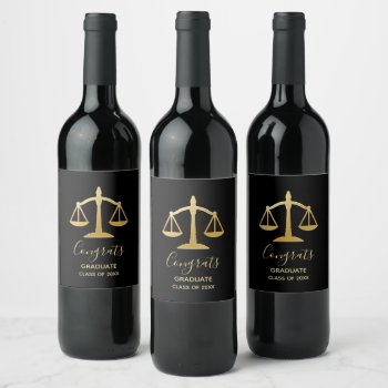 Golden Scales Of Justice Law Theme Graduate Wine Label by Mirribug at Zazzle