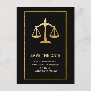 Golden Scales of Justice Law Theme Save the Date Invitation Postcard