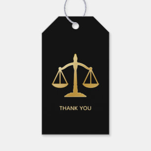 Golden Scales of Justice Law Theme Thank You Gift Tags