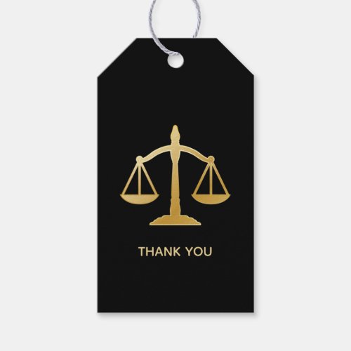 Golden Scales of Justice Law Theme Thank You Gift Tags