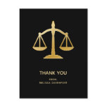 Golden Scales of Justice Law Theme Thank You Postcard