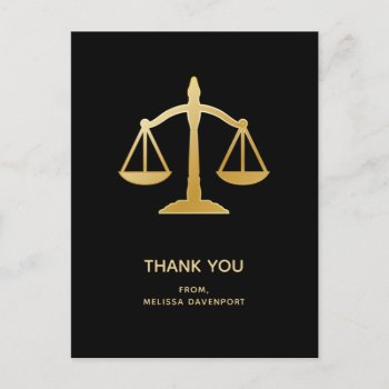 Golden Scales Of Justice Law Theme Thank You Postcard by Mirribug at Zazzle