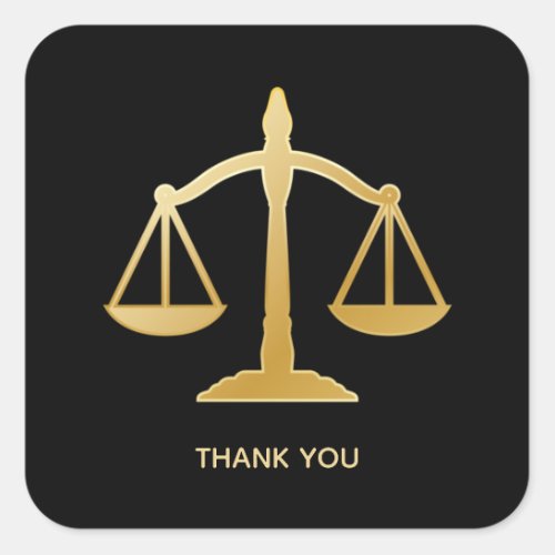 Golden Scales of Justice Law Theme Thank You Square Sticker