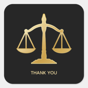 Golden Scales of Justice Law Theme Thank You Square Sticker