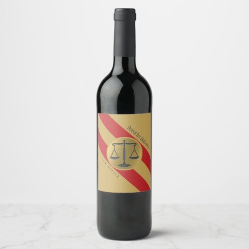 Golden Scales of Justice  Lawyer Wine Label