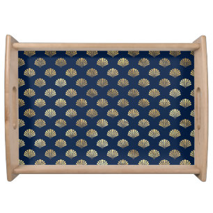 Golden Scallops on Blue Serving Tray