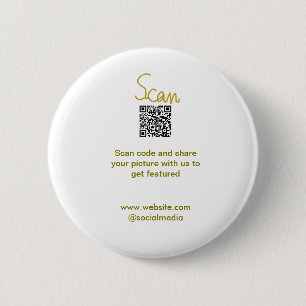 Golden Scan QR code glitter simple elegant calligr Button