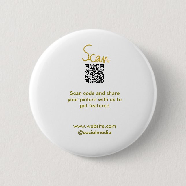 Golden Scan QR code glitter simple elegant calligr Button (Front)