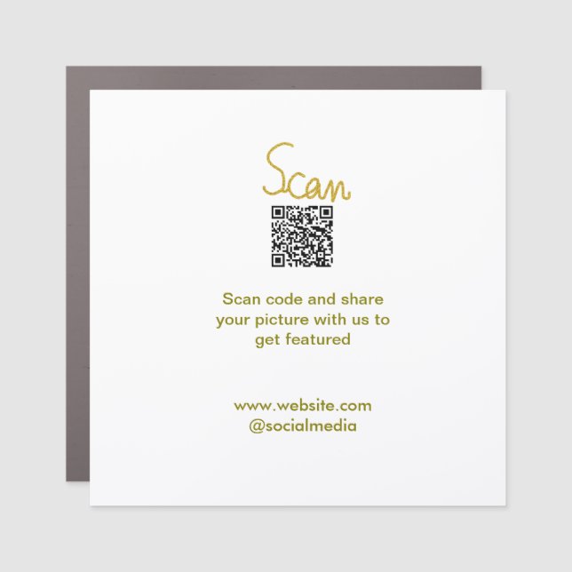 Golden Scan QR code glitter simple elegant calligr Car Magnet (Front)
