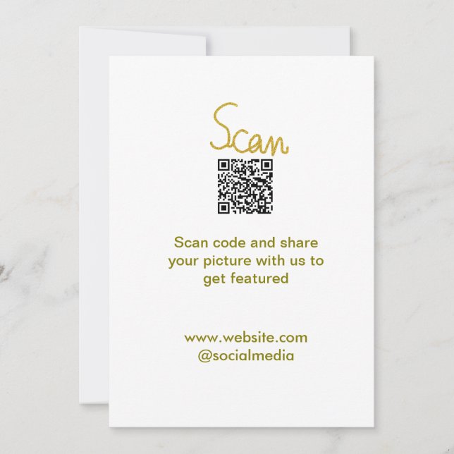 Golden Scan QR code glitter simple elegant calligr Invitation (Front)