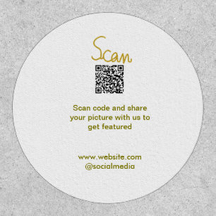 Golden Scan QR code glitter simple elegant calligr Patch