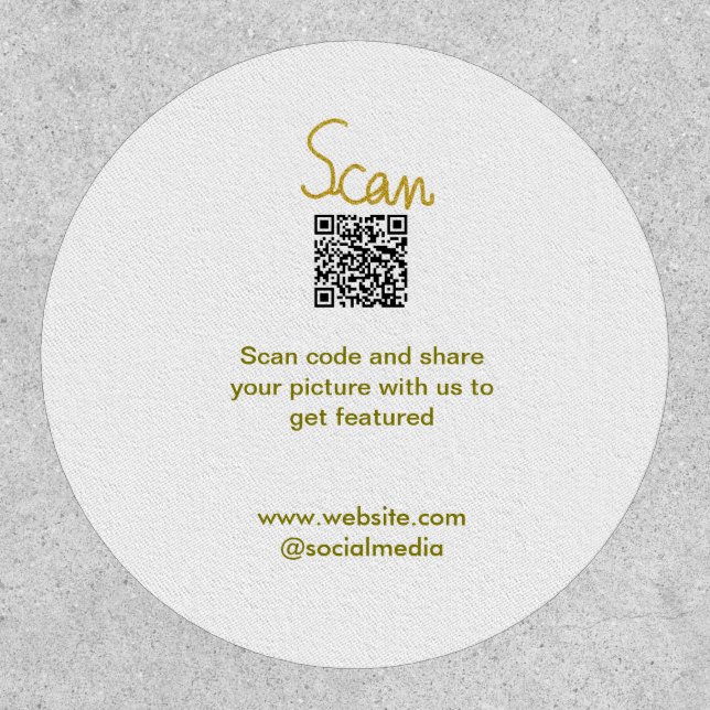 Golden Scan QR code glitter simple elegant calligr Patch (Front)