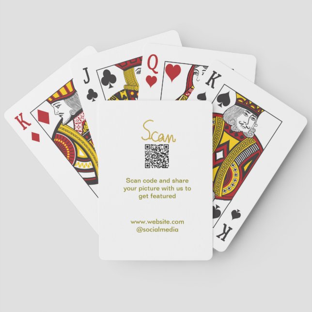 Golden Scan QR code glitter simple elegant calligr Poker Cards (Back)