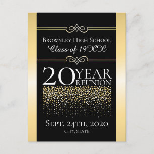 Golden school reunion design postcard
