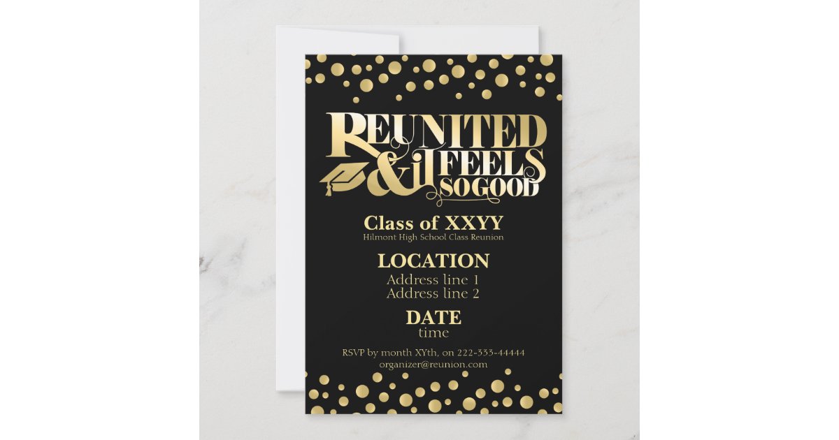 Golden school reunion invitation | Zazzle