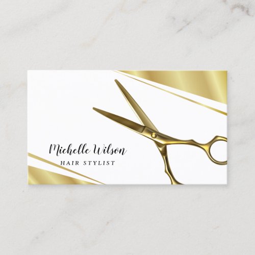 Golden Scissor Modern Hair Stylist Beauty Salon Business Card