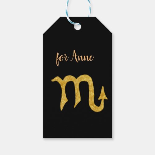 Golden Scorpio Astrology Symbol Custom Gift Tags