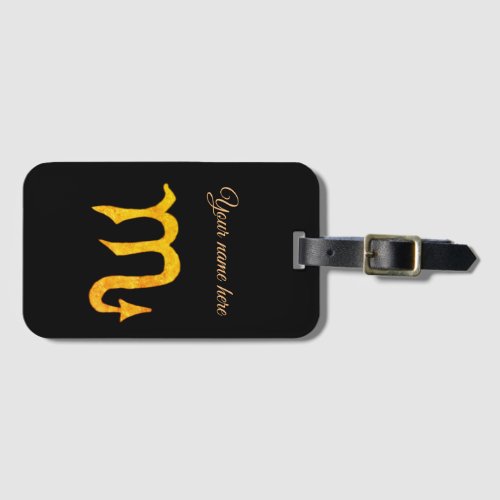 Golden Scorpio Astrology Symbol Luggage Tag