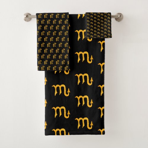 Golden Scorpio Astrology Symbol Sign Bath Towel Set